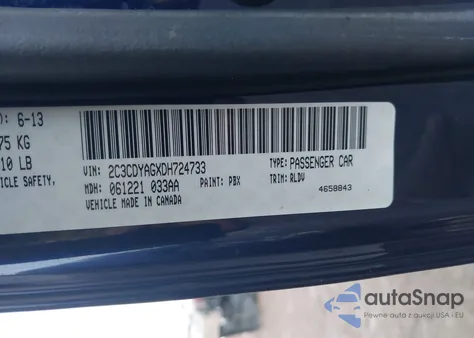 2013 Dodge Challenger Sxt Plus z USA, uszkodzony, nr VIN 2C3CDYAGXDH724733